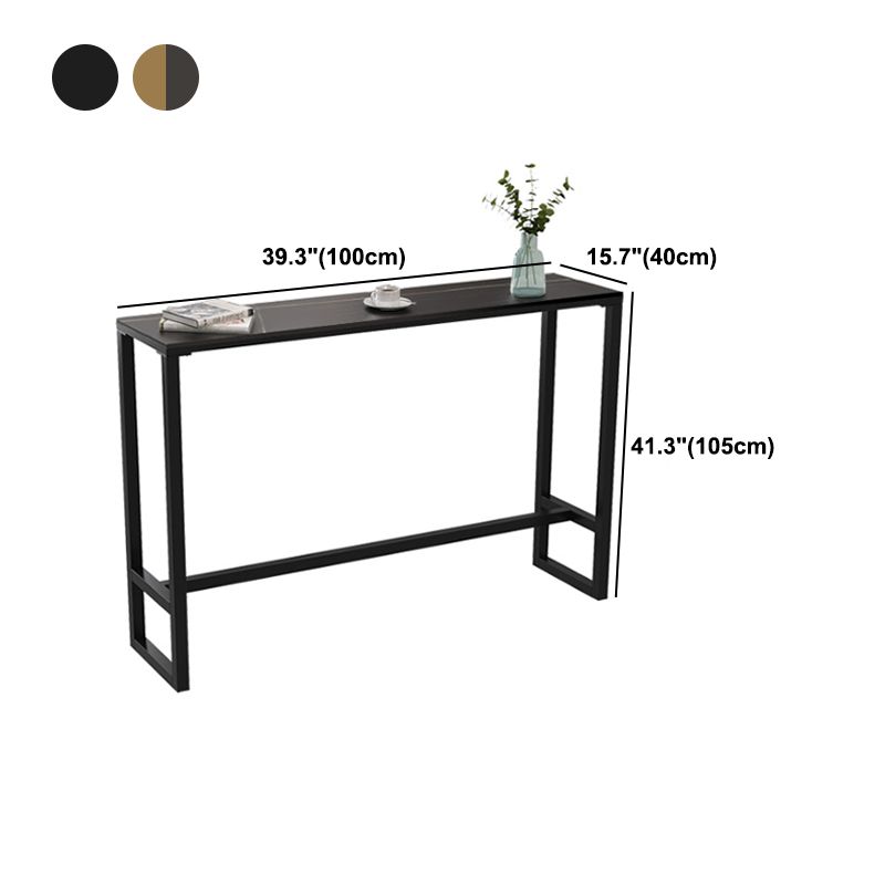 Black Glam Style Bar Table in Iron Top and Faux Marble Milk Tea Shop Bar Table