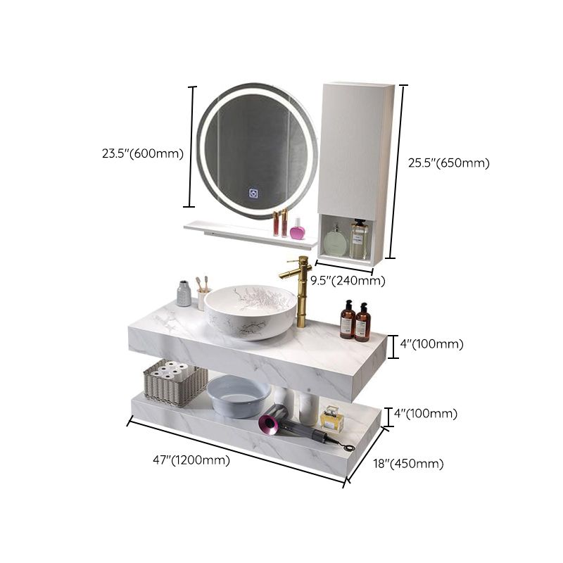 Contemporary Vanity Sink Wall-Mounted Bathroom Vanity Cabinet with Mirror