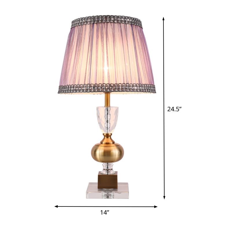 Tapered Study Lamp Modern Fabric 1 Bulb Task Lighting in Light Purple for Bedroom