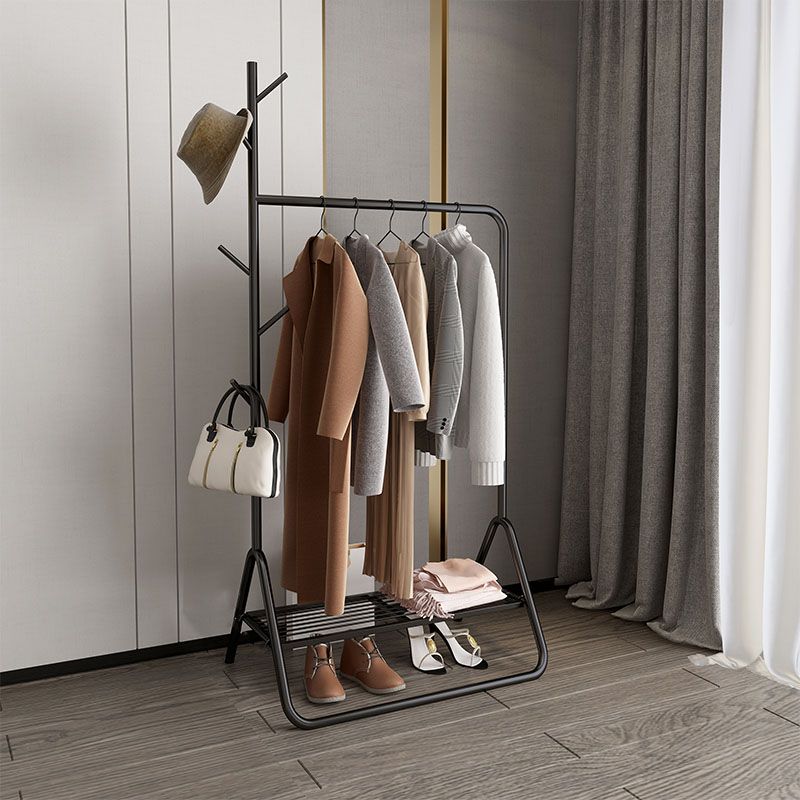 Contemporary Coat Rack Coat Hooks Metal Coat Rack with Storage Shelving