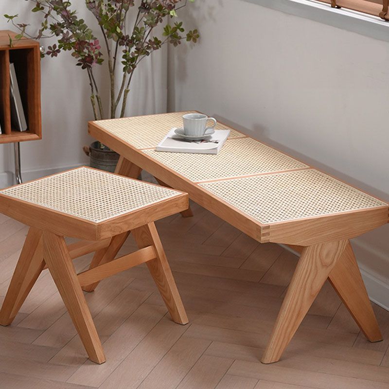 Tropical Seating Bench Solid Wood Rectangle Bench for Dining Room