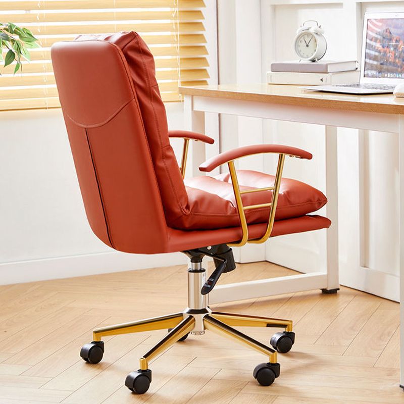 Modern Faux Leather Task Chair Fixed Arms Desk Chair for Office