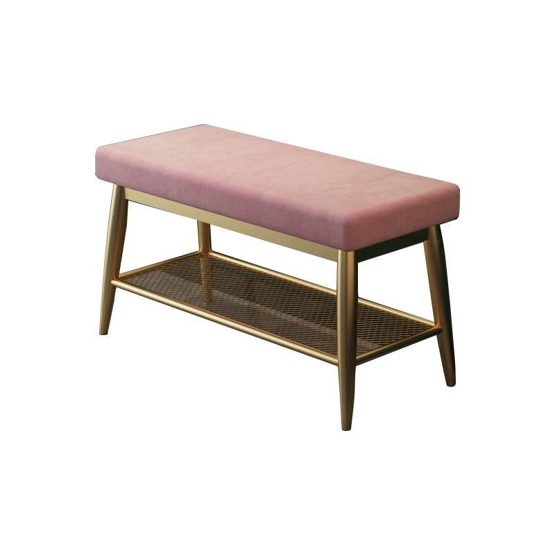 Modern Entryway Bench Cushioned Metal Seating Bench with Shoe Storage