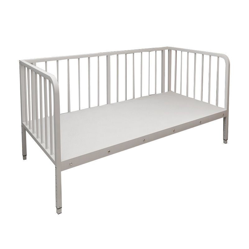 Contemporary Standard Bed White Metal Kids Bed with Guardrail