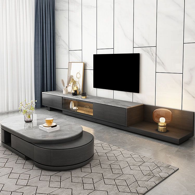 Open Storage Media Console Stone TV Media Stand for Living Room