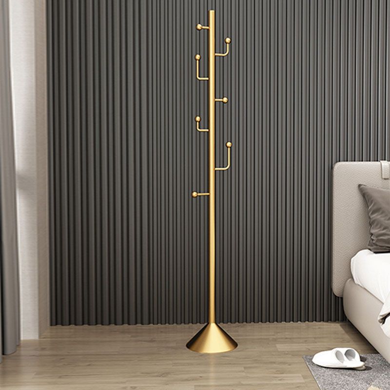 Glam Coat Rack Free Standing Coat Hook Metal Hall Stand with Round Base