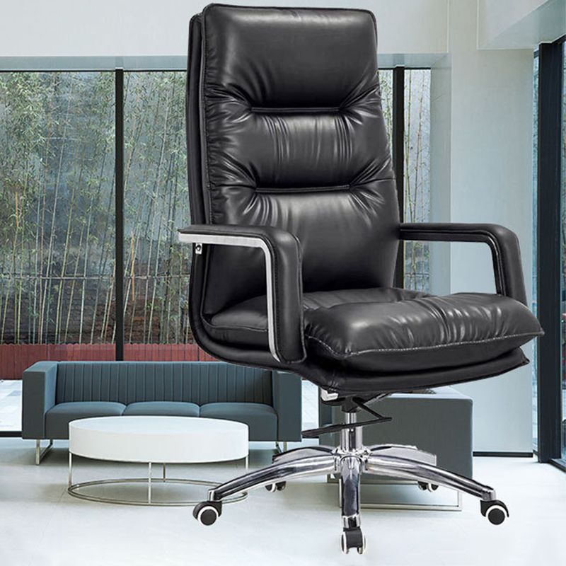 Modern Slide Office Chair Padded Arms No Distressing Leather Desk Chair