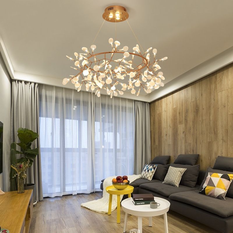 Designer Heracleum Chandelier Acrylique Living Room LED PRENDANT LIGHT DIMPLUAT EN BRONZE