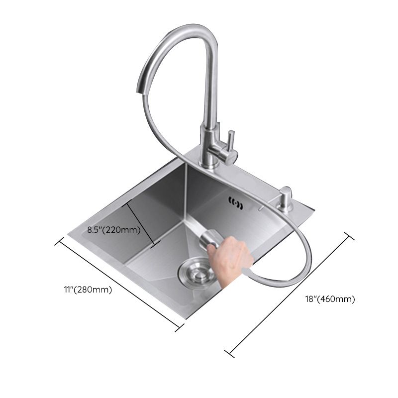 Modern Style Kitchen Sink Stainless Steel Dirt Resistant 1 Holes Drop-In Kitchen Sink