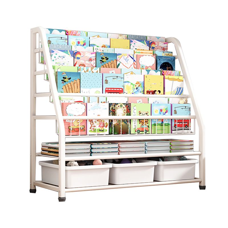 Contemporary Freestanding Book Display Metal Shelf Bookcase in Open Back