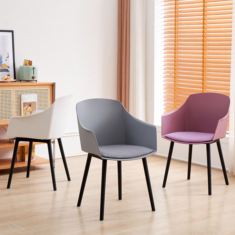 Modern Plastic Dining Room Upholstered Black Leg Dining Chair