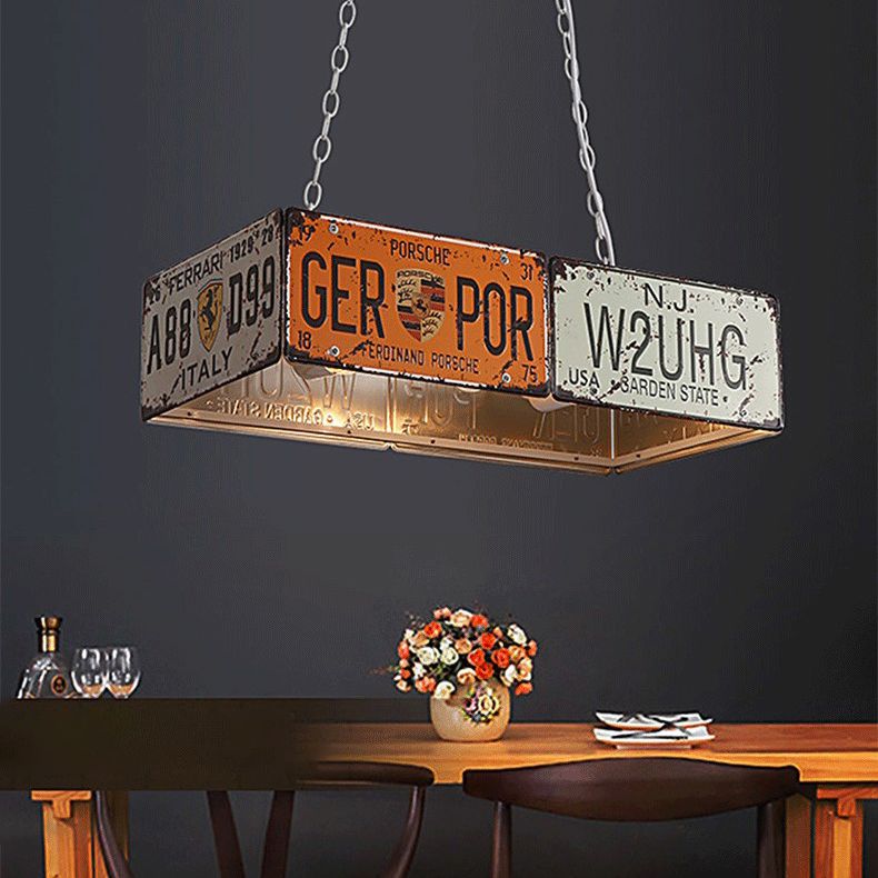 Geometric Chandelier Light Fixture Retro Industrial Style Metal Pendant Lighting for Bar