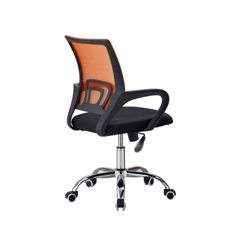 Mid-back Office Chair with Sponge Cushion Fixed Arm Metal Leg Desk Chair