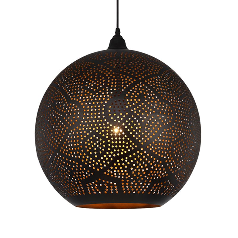 Éclairage pendentif sphérique décoratif Métal 1 lampe suspension du plafond de bulbe en noir