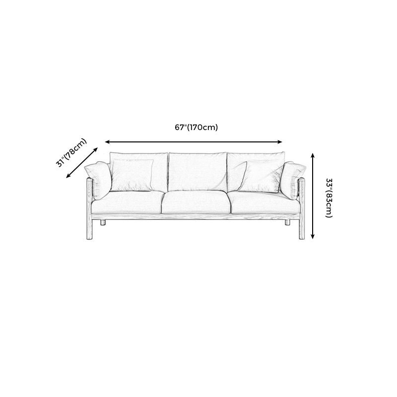 Stationary Cotton 3-seater Settee Living Room Pillow Top Arm Sofa