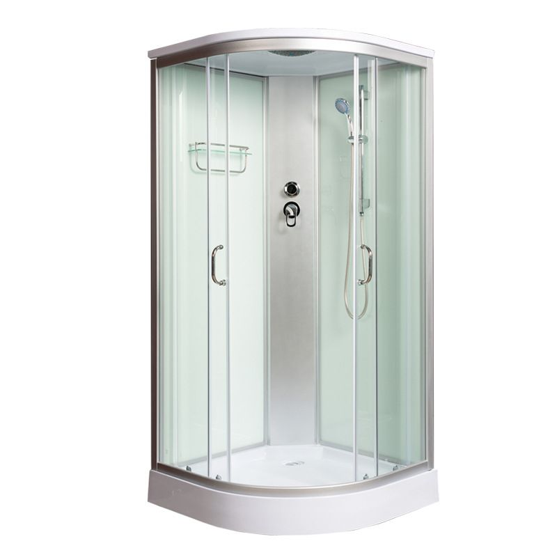 Double Sliding Shower Stall Semi-Frameless 82.5" H Shower Stall in White