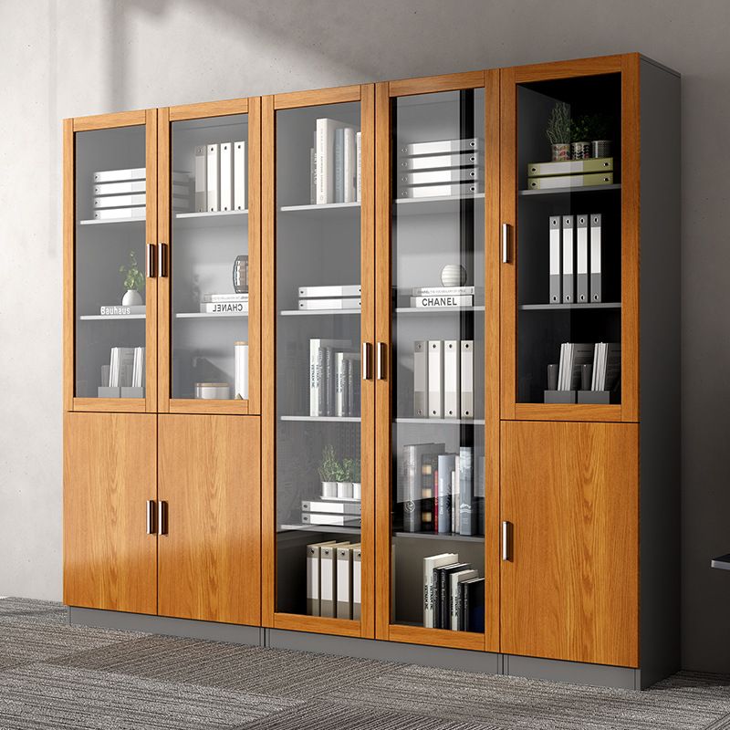 File Cabinet Wood and Glass Vertical Storage Shelves Contemporary File Cabinet