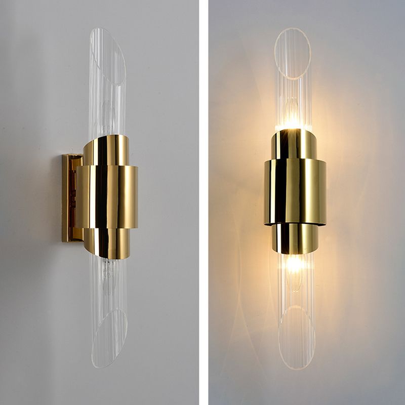 Glass Cylinder Wall Sconces Industrial Style 2 Lights Wall Mounted Lamps