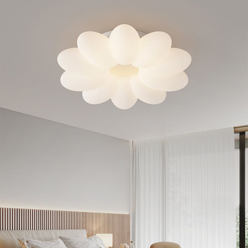 Modern LED Metal Flush Mount Flower Shape Ceiling Light with Acrylic Shade for Bedroom