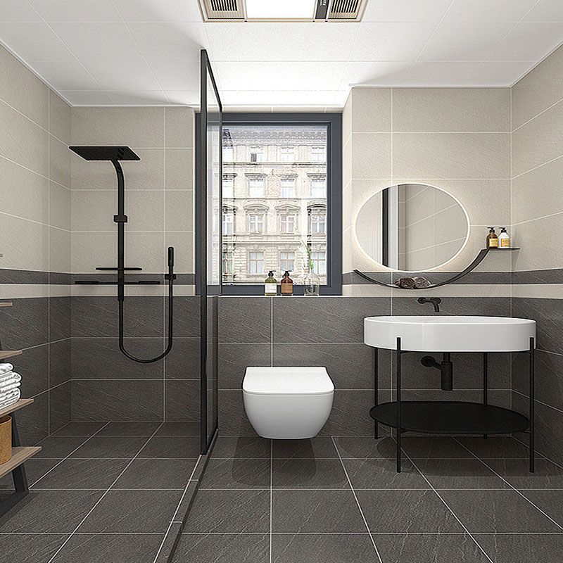 Black Rectangle Tile No Pattern Matte Cement Singular Tile for Bathroom floor