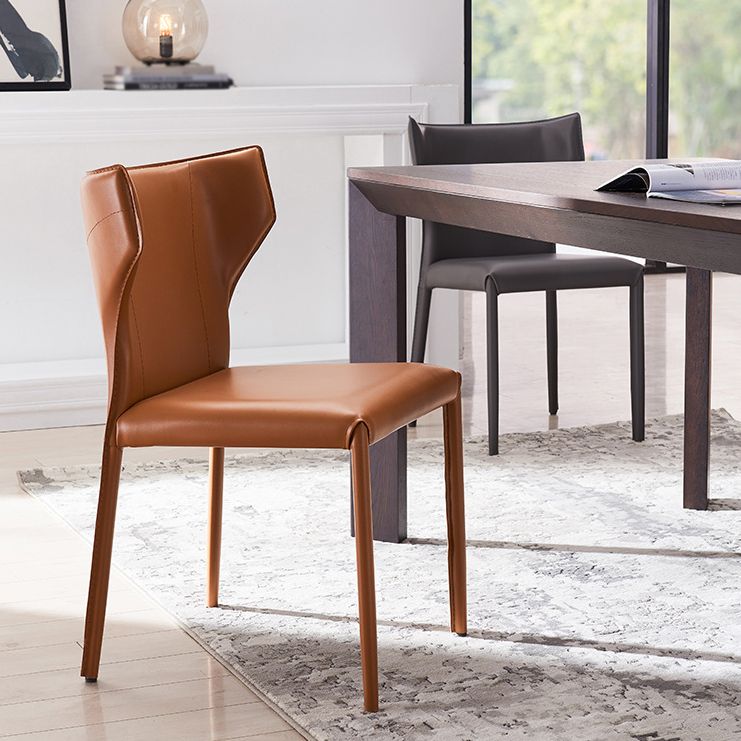 Modern Style Leather Matte Finish Side Chair Wingback Side Chair for Dinning Room