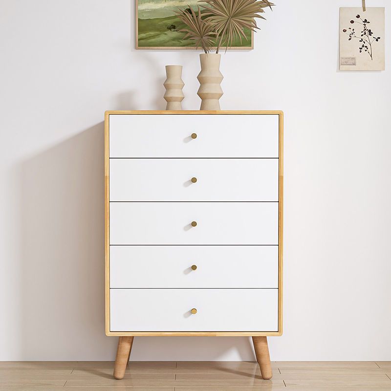 Vertical Wooden Chest Modern Storage Chest with Drawers for Bedroom