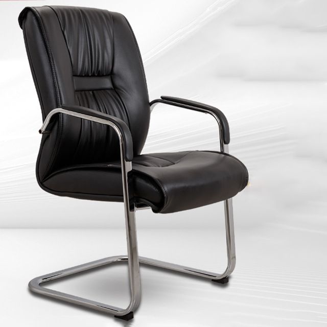 Contemporary Leather Task Chair Padded Arms Desk Chair for Office