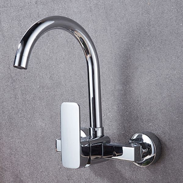 Industrial Kitchen Faucet Lever Handle Wall Mounted High Arc Faucet