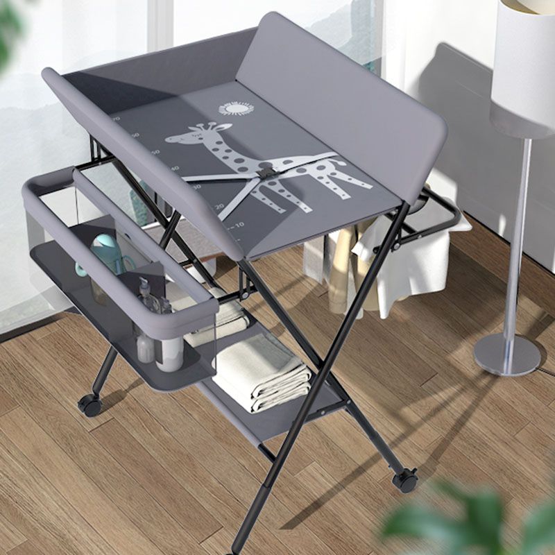Metal Baby Changing Table with Shelf,  Folding Changing Table