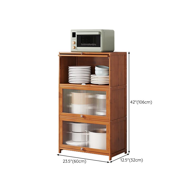 Brown Bamboo Kitchen Server Glam Dining Server for Living Room