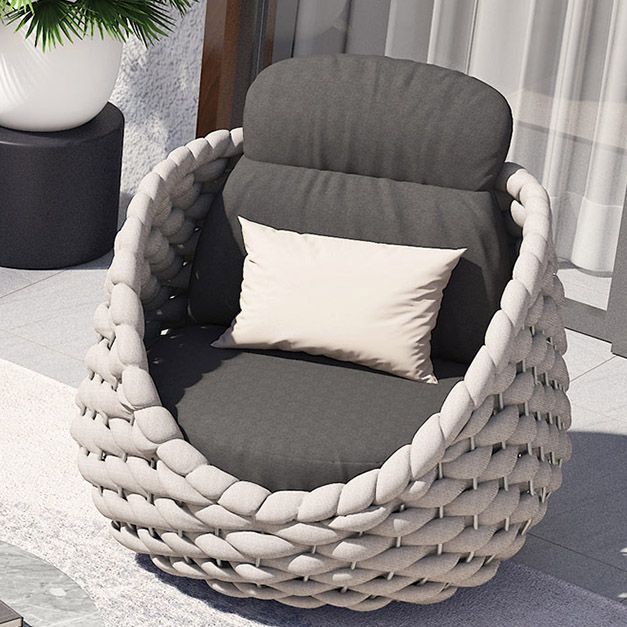 Tropical Outdoor Patio Sofa Fabric White Gray With Cushions Wicker/Rattan