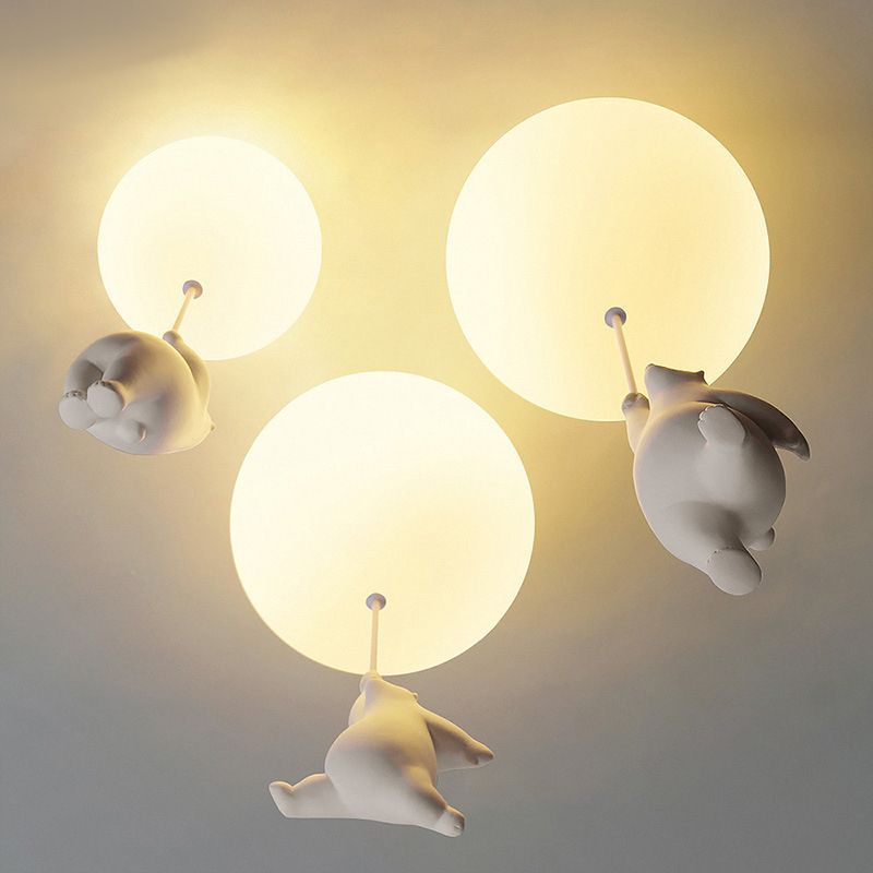 Nordic Ceiling Light Creative Bear Flush Mount Lighting Fixture for Bedroom