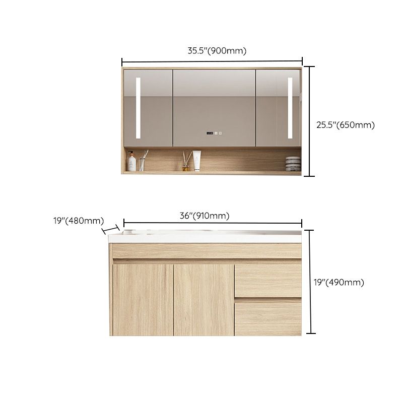 Contemporary Wood Sink Cabinet Mirror Cabinet Wall-Mounted Vanity Cabinet