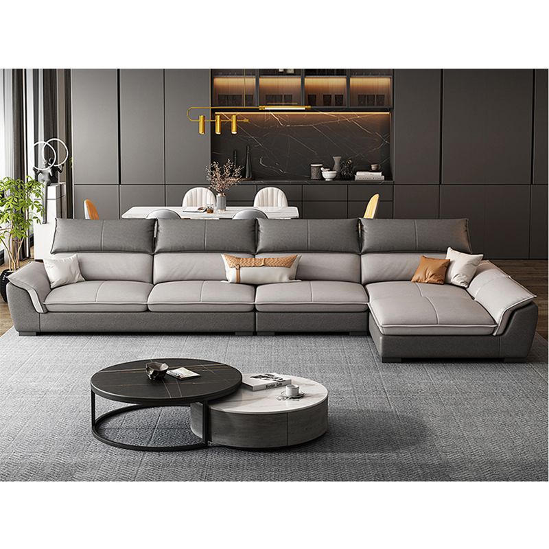 Modern Pillow Top Arm Sectional Sofa 35.43"HCushion Back Sofa