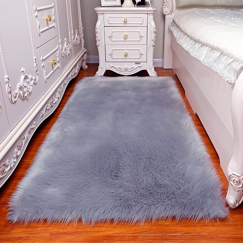 Scandinavian Bedroom Area Rug Multi-Color Plain Rug Faux Wool Washable Non-Slip Pet Friendly Rug