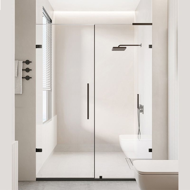 Black Tempered Shower Bath Door Semi-Frameless Transparent Shower Bath Door