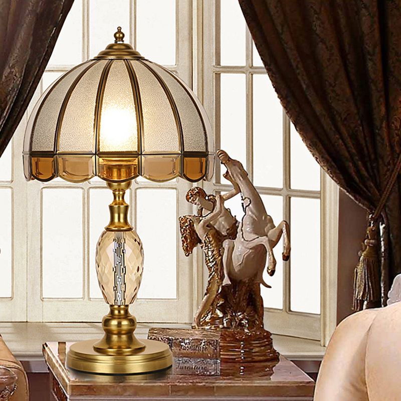 1 Light Nightstand Light Colonial Cone/Bell/Dome Crystal Night Table Lamp in Gold for Bedroom