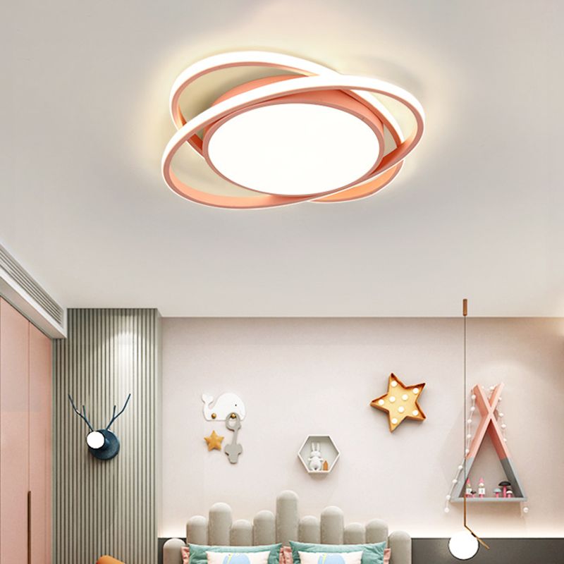 Metal Round Shape Flush Mount Light Nordic Macarons 3-Lights Flush Mount Ceiling Light