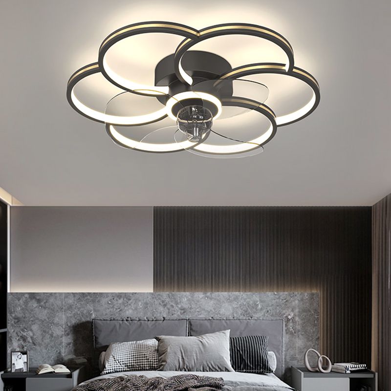 Modern Ceiling Fan Light Multi Light Ceiling Mount Lamp with Silica Gel Shade for Bedroom