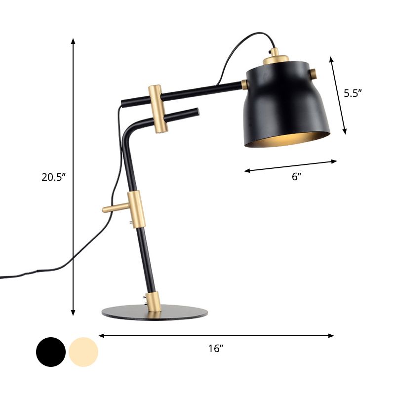 Metal Jar Shaped Night Table Lamp Modernist Single Light Black/Gold Finish Night Light with Balance Arm