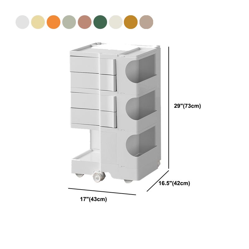 Modern Plastic Night Table Open Storage Night Stand with Wheels