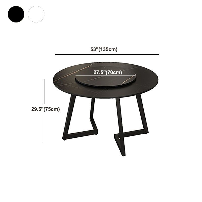 Modern Round Standard Height Dining Table Stone Double Pedestal Dining Table