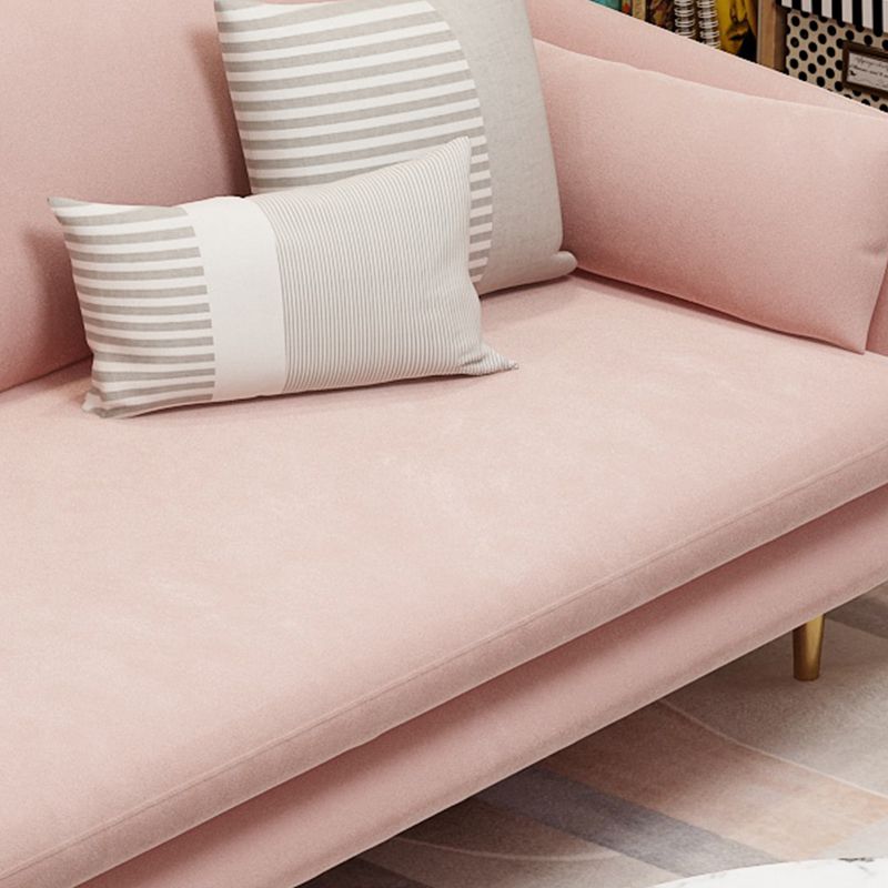 Contemporary Velvet Sofa with Pillow Cushion Back for Apartment