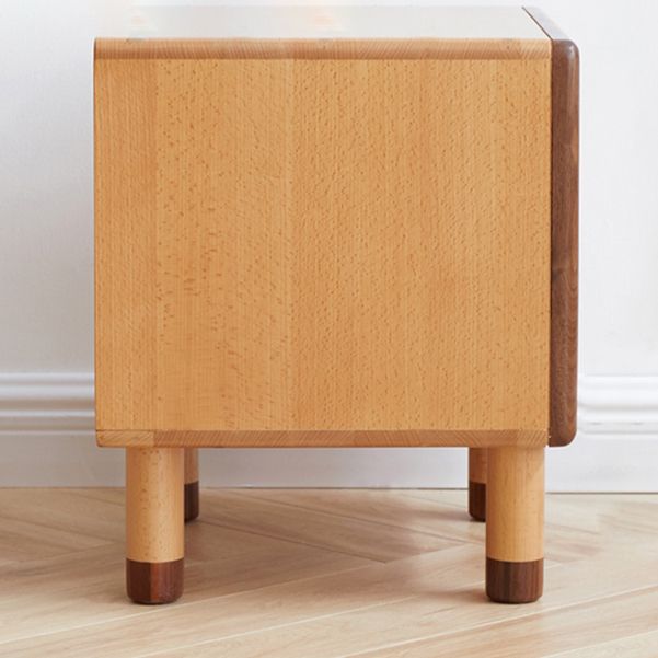 Contemporary Kids Bedside Table Beech Kids Nightstand with Drawers