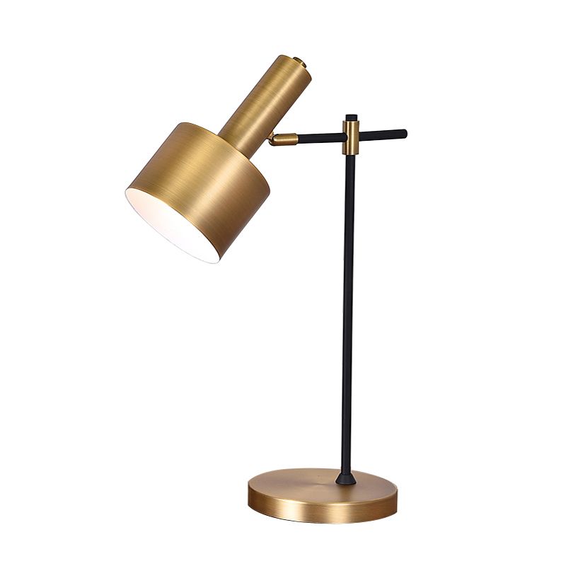 Cylindrical Bedroom Table Light Metal Simplicity Nights and Lamp in Gold