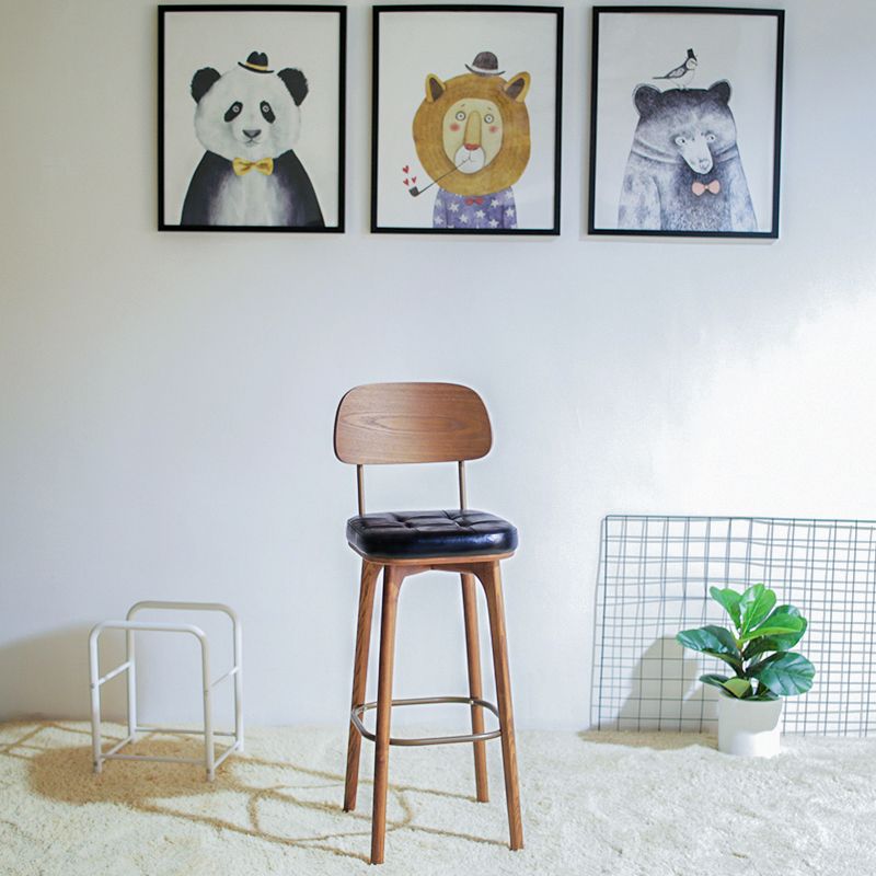 Industrial Style Counter Stools Wood Upholstered Bar Stools Bristol with Square Seat