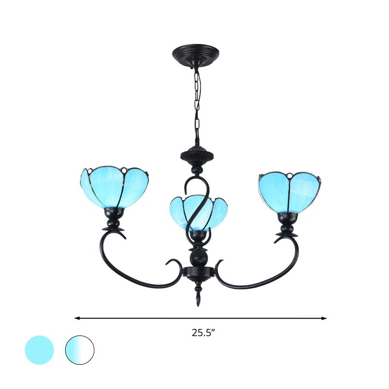 Chandelier festonné 3/5/6/8 LUMILES BLUE / BLEU ET VERRE EN VERRE EN PENDANT BAROQUE POUR LA SALLE À DANS