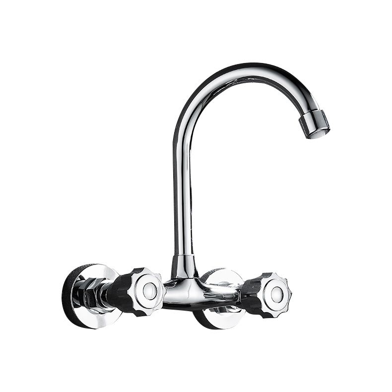 Contemporary Metal Kitchen Faucet Wall-mounted 2 Holds Bar Faucet