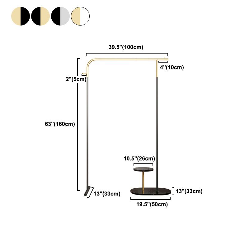 Hall Tree with Hook and Marble Table Modern Metal Hall Stand