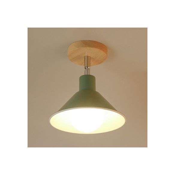 Pink/Orange 1 Head Ceiling Light Contemporary Metal Funnel Shade Semi-Flush Mount Light for Corridor